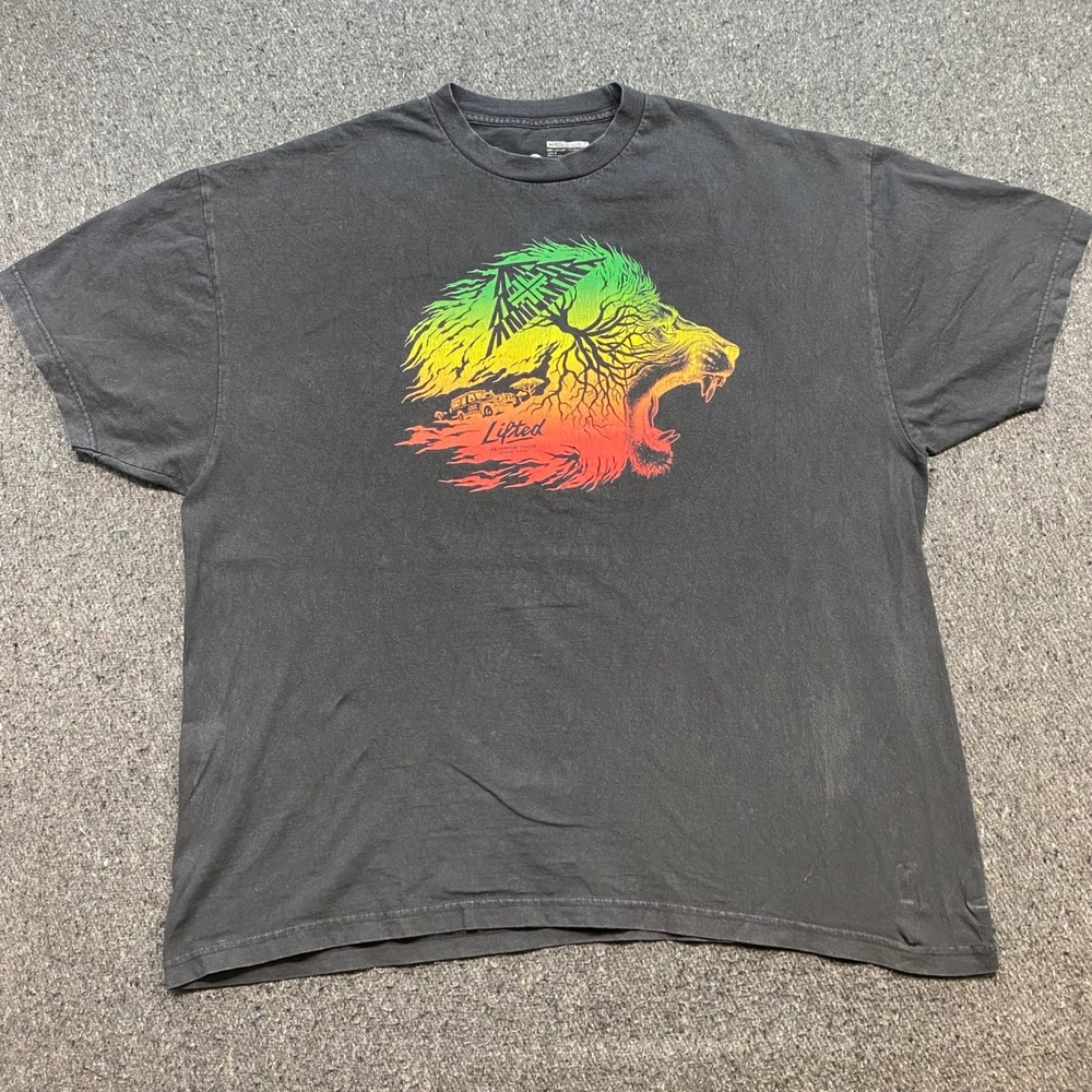 LRG Lifted Research Group TShirt Sz 3XL Mens Black Skater Rasta Lion Graphic Tee